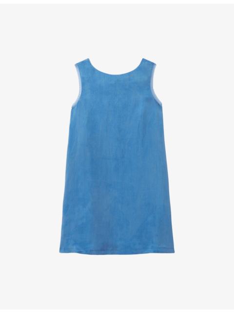 Tie-Back Sleeveless Lyocell Mini Dress
