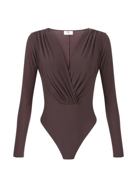 draping metal-logo bodysuit