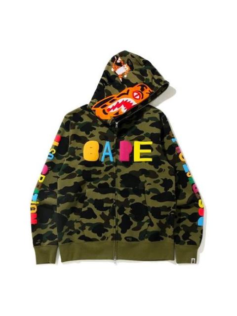 A Bathing Ape x READYMADE Shark Camo Full Zip Hoodie 'Olive Green' 1H23-115-905