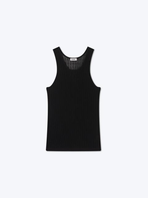 KAYDEN - Ribbed cotton-blend tank - Black