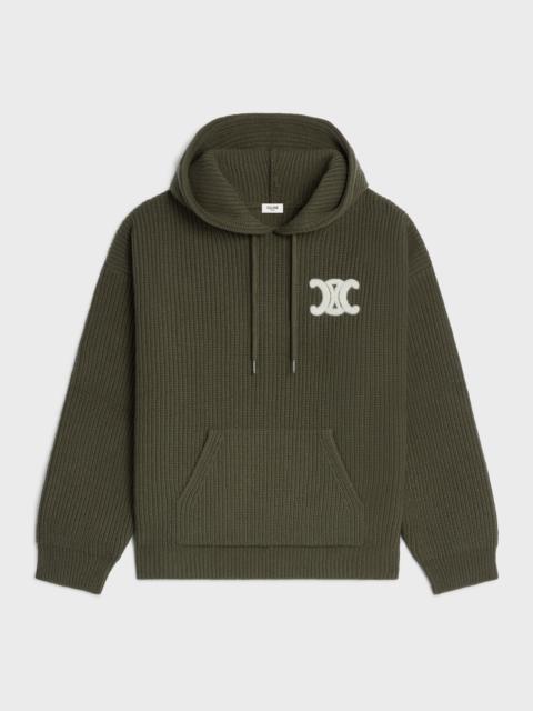 hooded sweater IN RIBBED WOOL