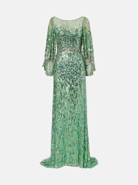 Ines embellished sequined gown