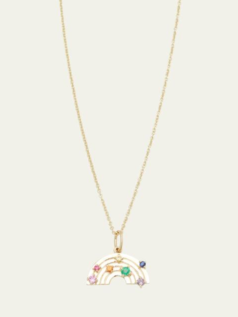 Rainbow Charm on Light Tiffany Chain Necklace