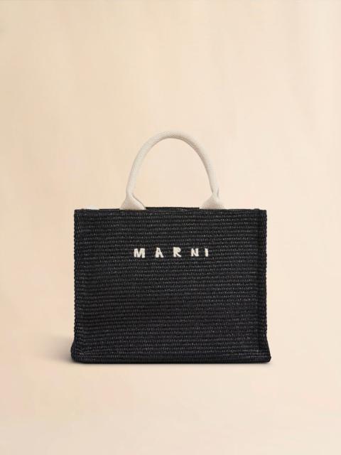 SMALL BLACK RAFFIA TOTE BAG