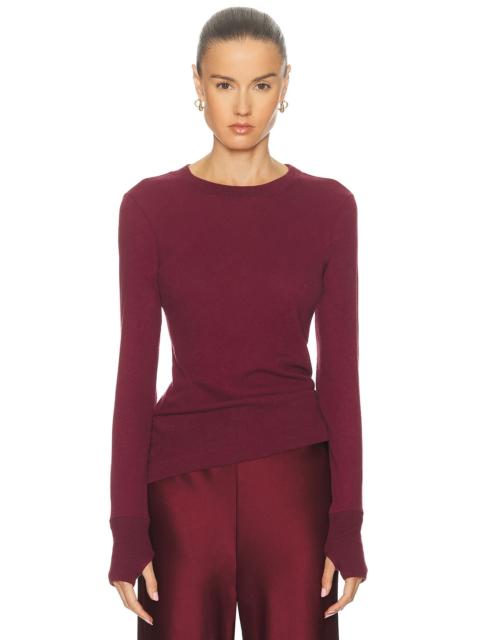 Cashmere Easy Cuffed Crewneck Top
