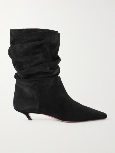 Jamie Ruched Suede Ankle Boots