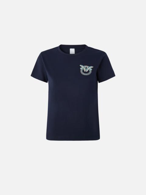 SHORT-SLEEVED T-SHIRT WITH BEJEWELLED LOVE BIRDS EMBROIDERY