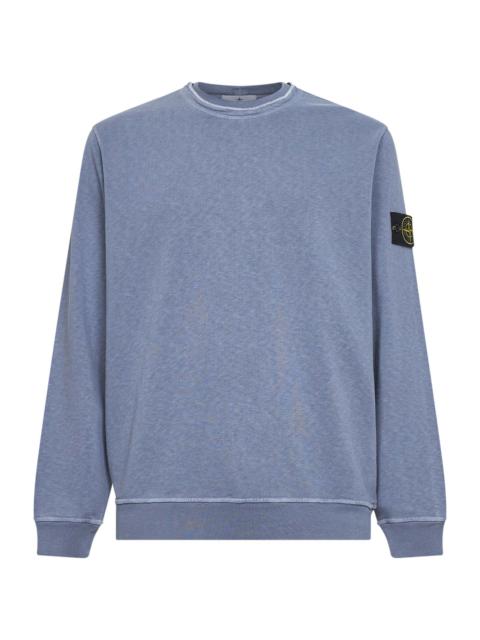 Avio blue slub-effect malfilé cotton sweatshirt