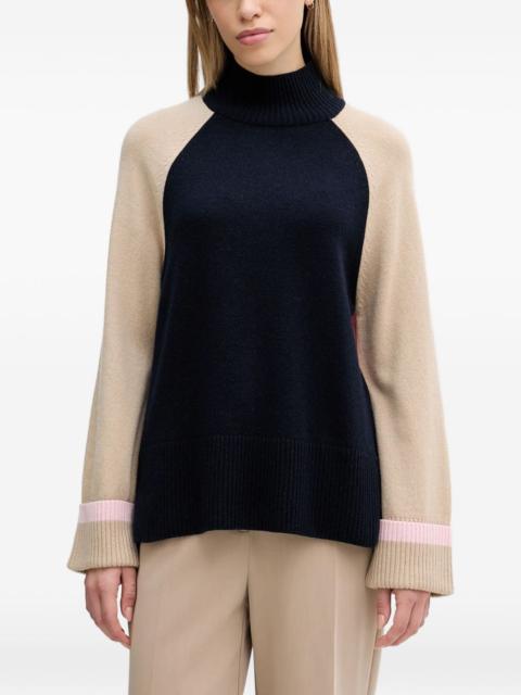 colour block roll-neck sweater