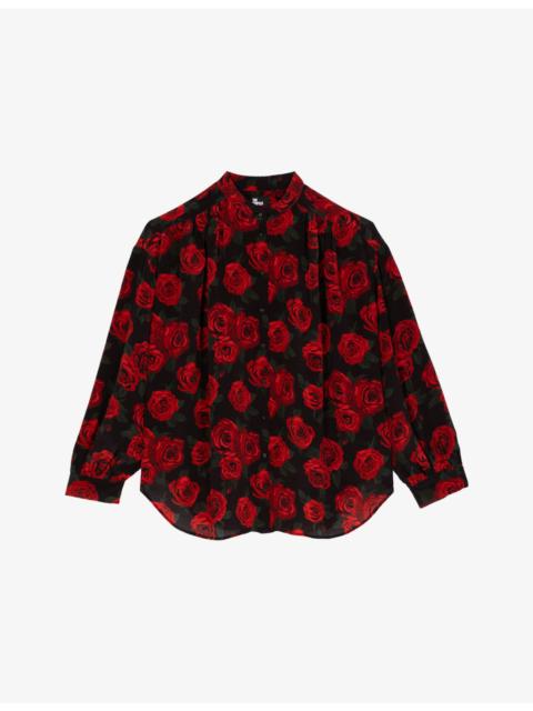 Floral-Print Long-Sleeve Woven Shirt