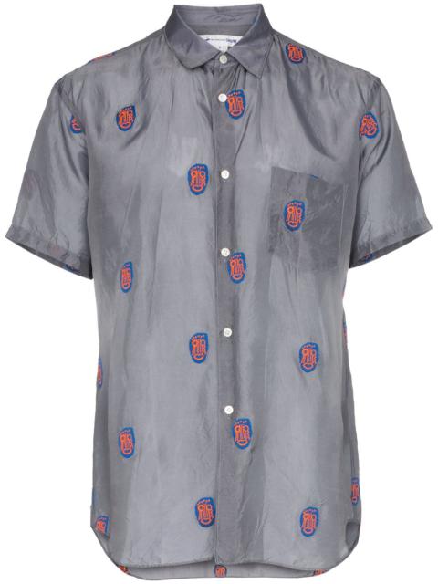 mask embroidered short-sleeved shirt