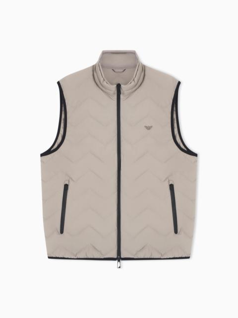 WATER-REPELLENT CHEVRON QUILTED NYLON SPANDEX SLEEVELESS DOWN JACKET