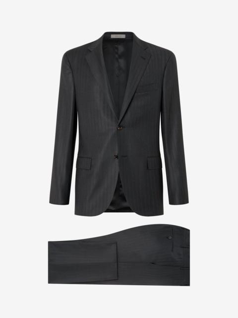 Grey pin striped wool twill suit