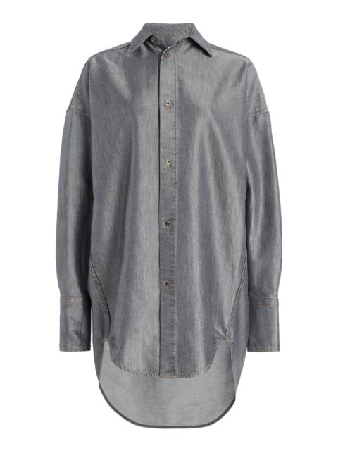 Carla Oversized Metallic Denim Shirt grey