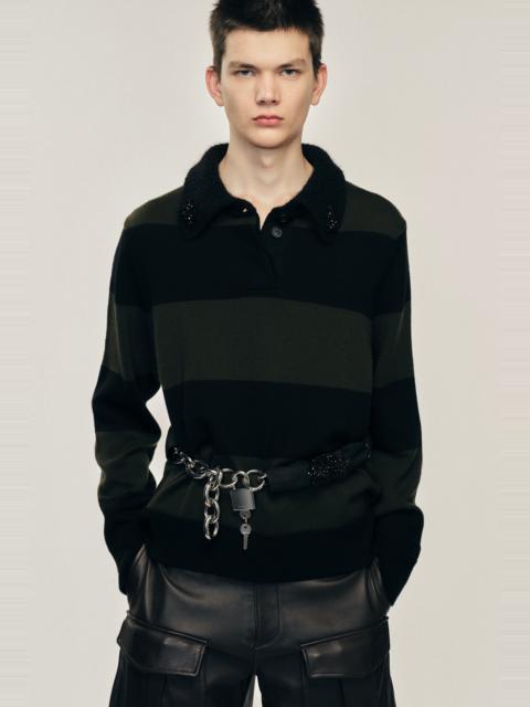 Embellished Fuzzy Collar Rugby Jumper