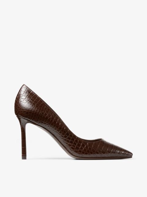 Romy 85
Chocolate Croc Embossed Leather Pumps