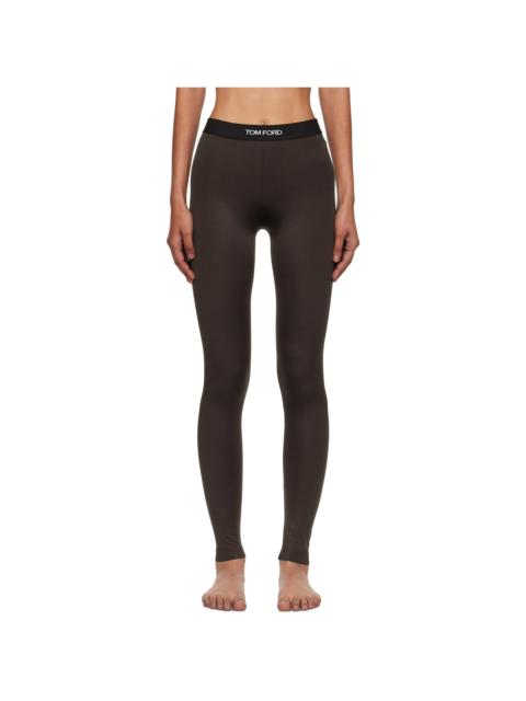 Brown Lustrous Jersey Signature Leggings