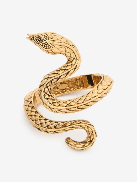 Antique Gold Snake Cuff Bracelet