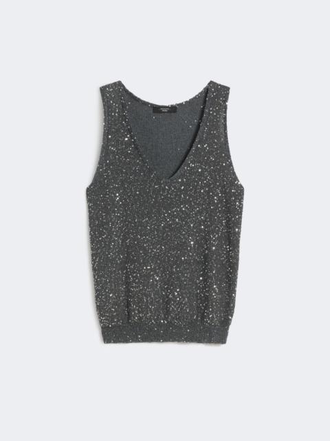 Sleeveless jumper with sequins - DARK GREY