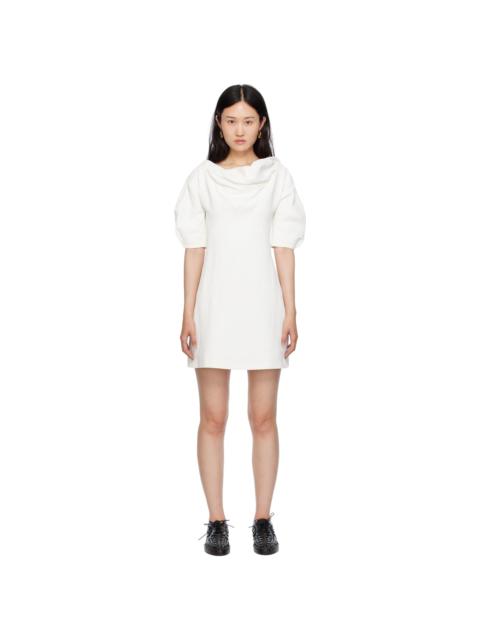 White Cowl Neck Minidress