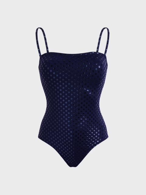 Women Bustier One-piece Swimsuit Relief Sparkling