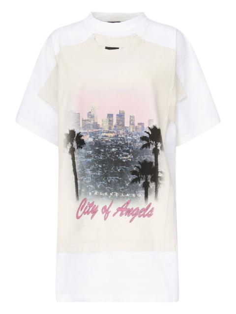 city-print panelled t-shirt