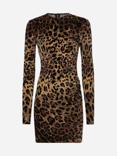 Short chenille jacquard dress with DG logo