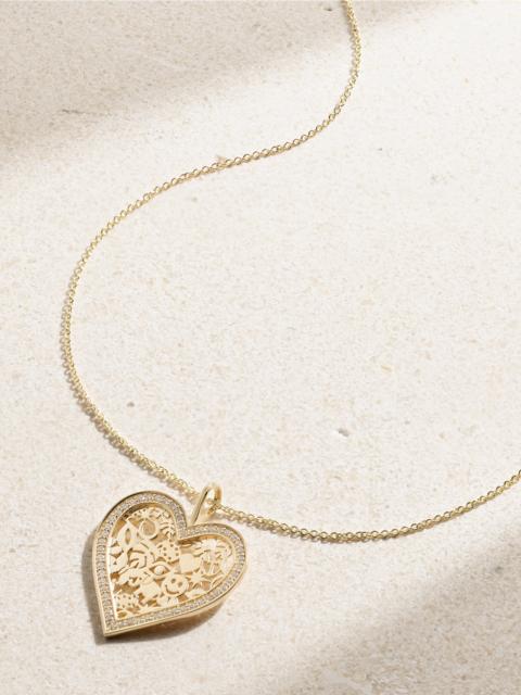 Icon Wallpaper Heart 14-karat Gold Diamond Necklace