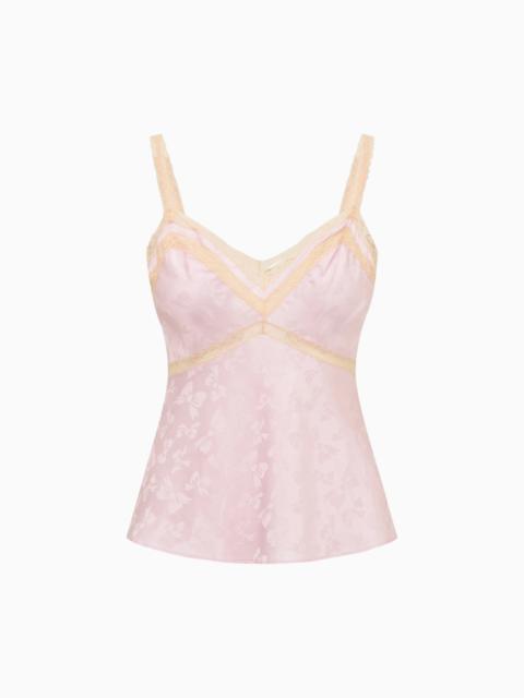 Lirena Silk-Blend Bow Jacquard Top