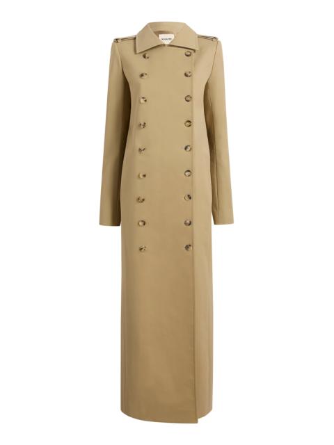 Mallory Cotton-Nylon Double-Breasted Trench Coat khaki