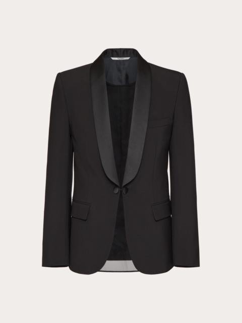 WOOL TUXEDO JACKET WITH INNER CHIFFON BIB