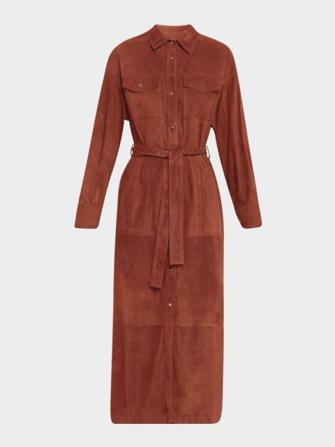 Suede Belted Midi Shirtdress