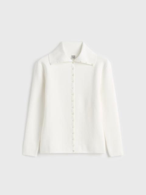 Fitted polo cardigan off-white