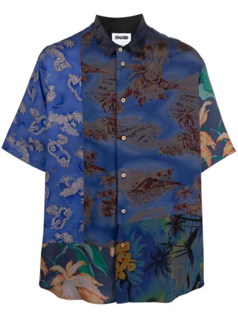 all-over graphic-print patchwork shirt