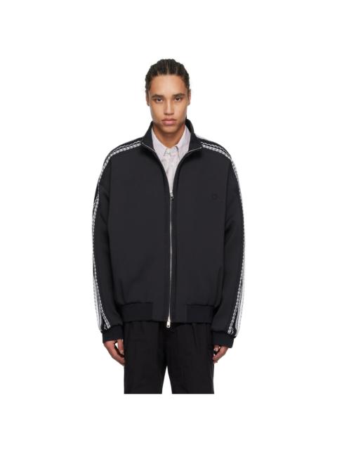 Navy Knit Detail Track Jacket