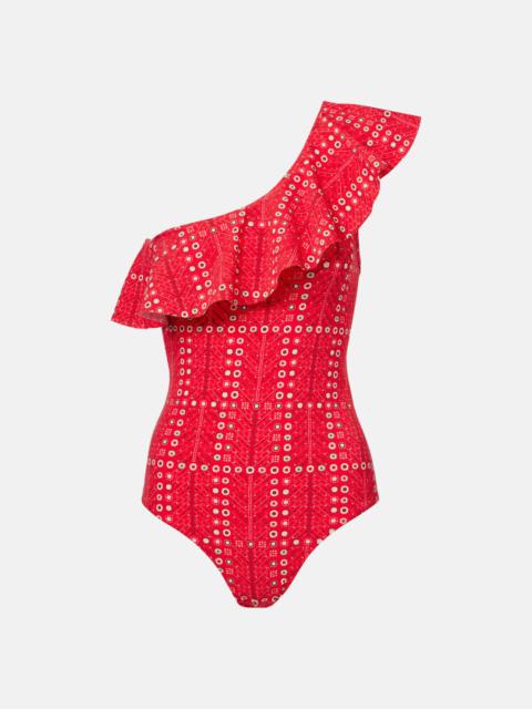 Sicilya ruffled printed swimsuit