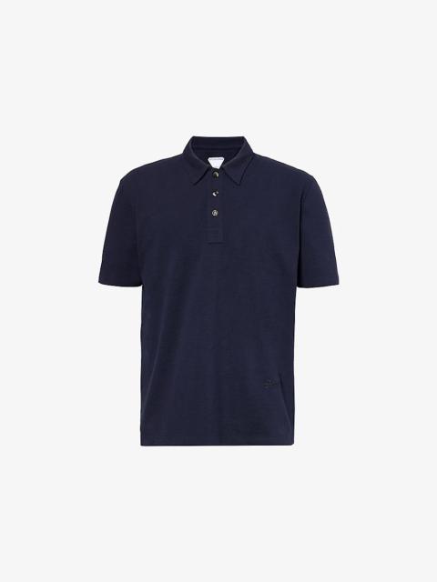 Brand-embroidery short-sleeves relaxed-fit cotton-piqué polo shirt