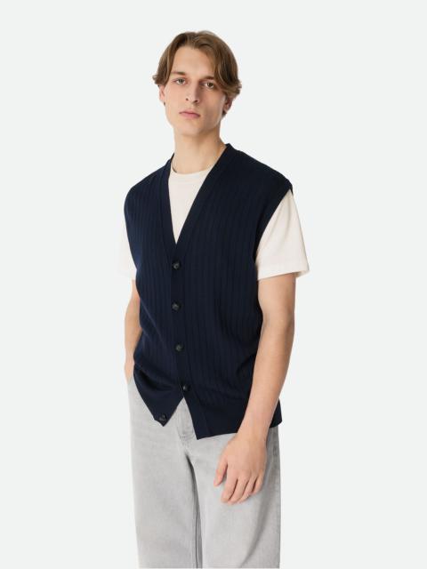 Wool Rib Cardigan Gilet