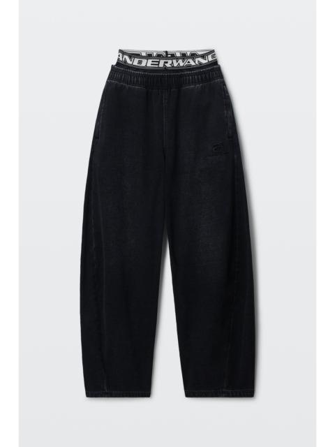 brushed denim logo elastic sweatpant