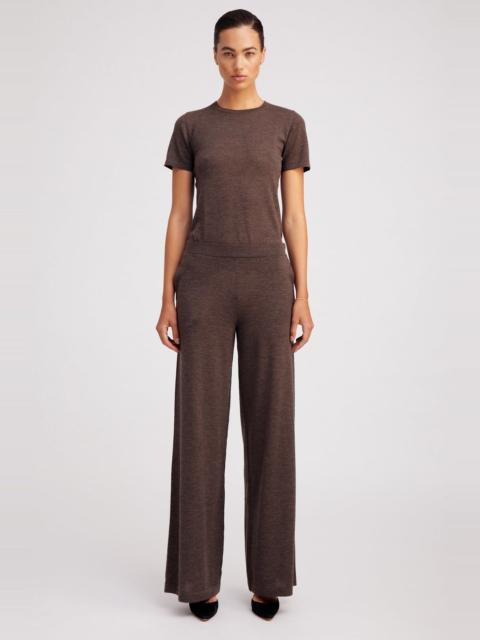 HEATHER BROWN ULTRA FINE CASHMERE WIDE LEG PANTS