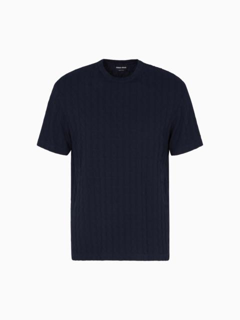 SHORT-SLEEVED CREW-NECK JUMPER IN CASHMERE AND SILK