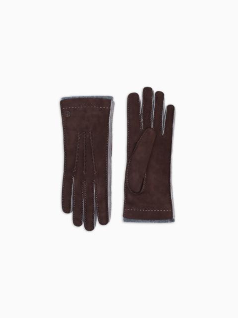 TWO-TONE LAMBSKIN SUEDE GLOVES
