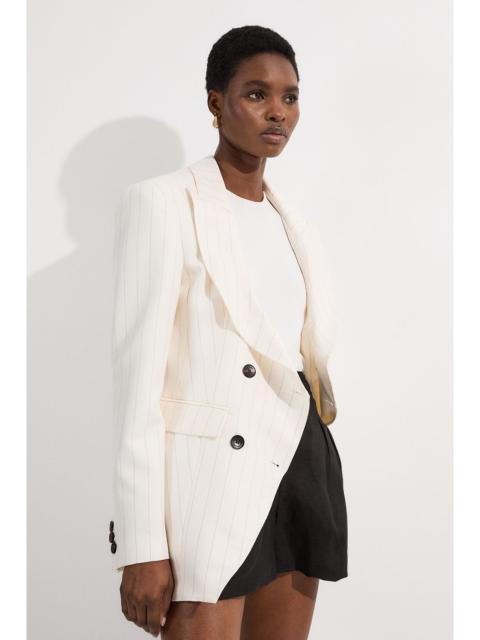 Pinstripe Double Breasted Waisted Tailored Jacket