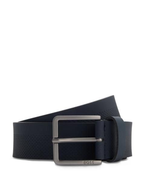 ITALIAN-LEATHER BELT WITH PERFORATED PATTERN
