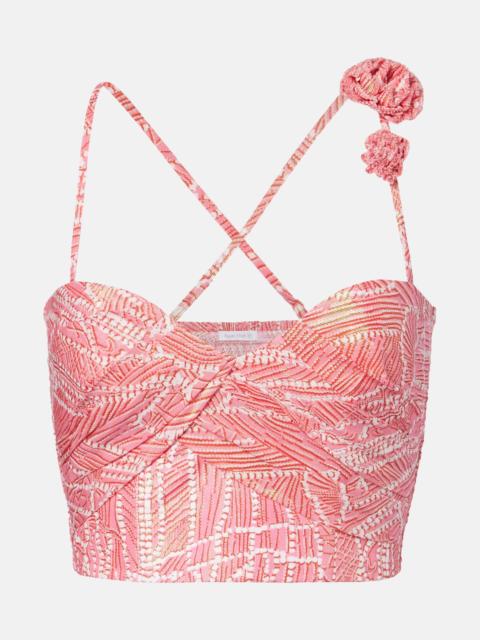 Palmire printed cotton-blend crop top