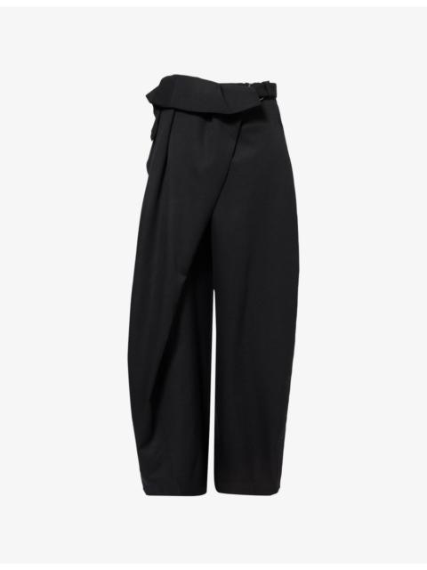 Fold-Over High-Rise Wool Trousers