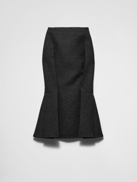 Aged-effect textured rush-stitch midi-skirt