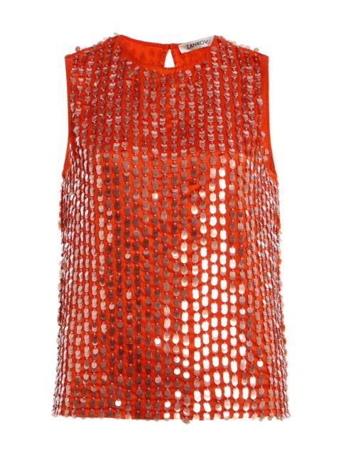 Eleanor Beaded Silk Top red