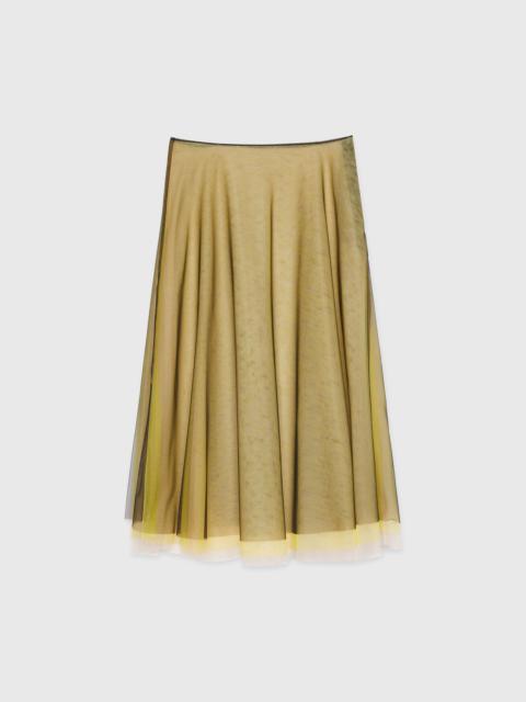 Black tulle midi skirt with chromatic layering