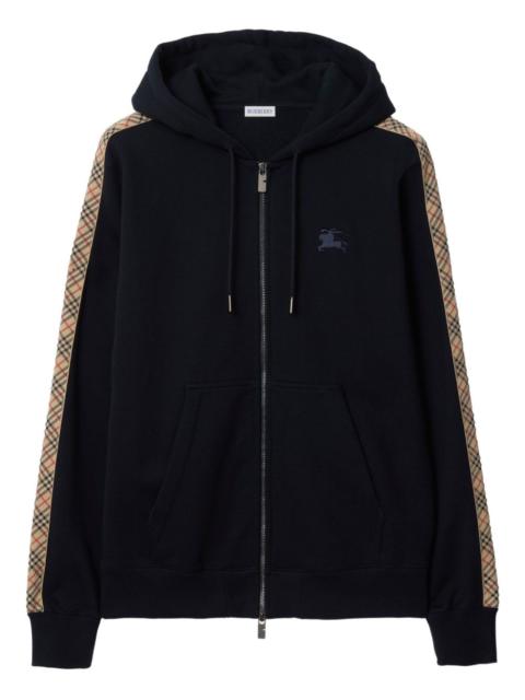 check-trim zipped hoodie